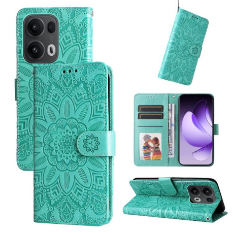 Чехол-книжка Embossed Sunflower для OPPO Reno13 Pro Global - зеленый