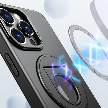 Ударозащитный чехол Metal Ring Holder 360 Degree Rotating на iPhone 15 Pro Max - черный