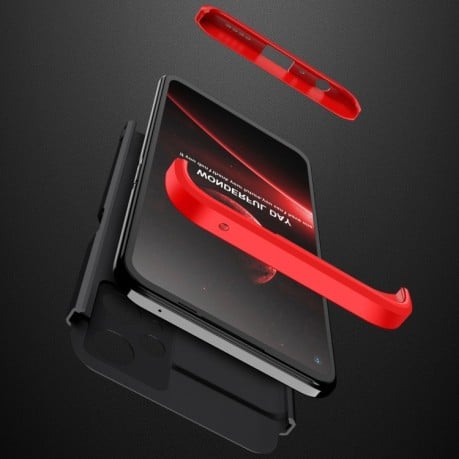 Противоударный чехол GKK Three Stage Splicing на Realme 9 Pro - черно-красный