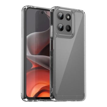 Противоударный чехол  Colorful Acrylic Series с цветной силиконовой боковиной на Motorola Moto G15 - прозрачный