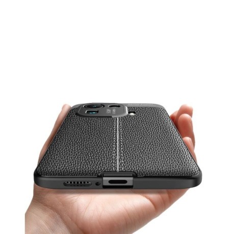 Противоударный чехол Litchi Texture на  Xiaomi Mi 11 Pro - черный
