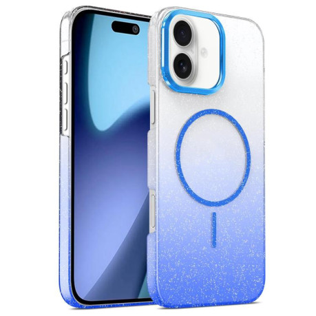 Противоударный чехол Gold Diamond Glitter Gradient MagSafe для iPhone 17 - синий