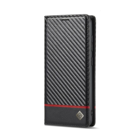 Чехол-книжка LC.IMEEKE Carbon Fiber для Samsung Galaxy S21 FE - Horizontal Black