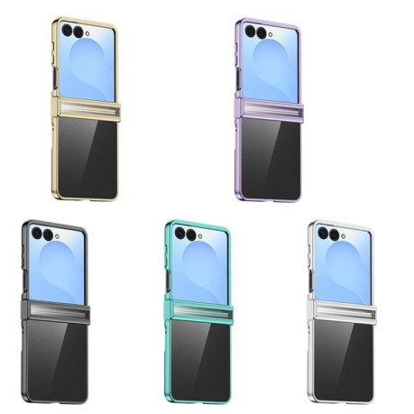 Противоударный чехол 6D Electroplating Full Coverage with Magnetic Ring для Samsung Galaxy Flip7 5G - фиолетовый