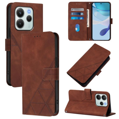 Чохол-книжка Crossbody 3D Embossed Flip Leather Xiaomi Redmi Note 14 4G 164.48mm - коричневий