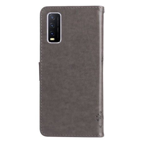 Чехол-книжка Cat Embossing Pattern на Vivo Y11s/Y12A/Y12s/Y20/Y20A/Y20s/Y20G/Y20SG - серый