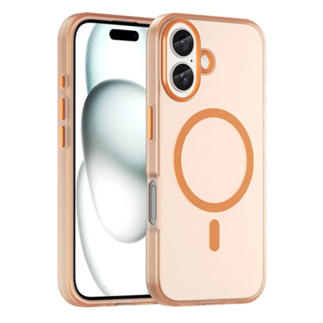 Противоударный чехол  MagSafe Frosted Translucent TPU + PC для iPhone 16 - оранжевый