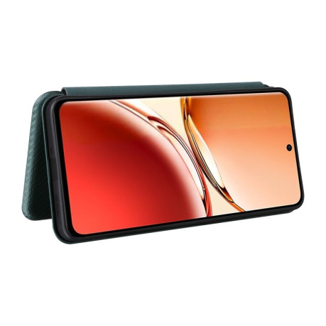 Чехол-книжка Carbon Fiber Texture на OPPO Reno12 F/12 FS 5G / 4G - зеленый