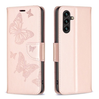 Чехол-книжка Butterflies Pattern для Samsung Galaxy A35 - розовое золото