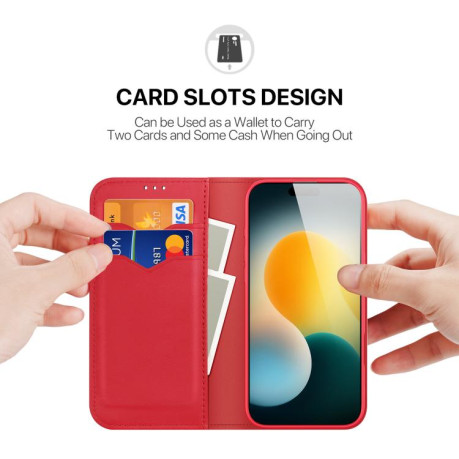 Кожаный чехол-книжка DUX DUCIS Hivo Series на iPhone 17 Pro - красный