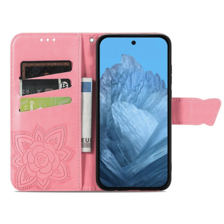 Чехол-книжка Butterfly Love Flower Embossed для Google Pixel 9 - розовый