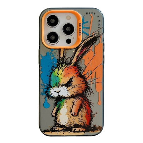 Чохол Animal Pattern Oil Painting Series для iPhone 15 Pro - Fat Rabbit