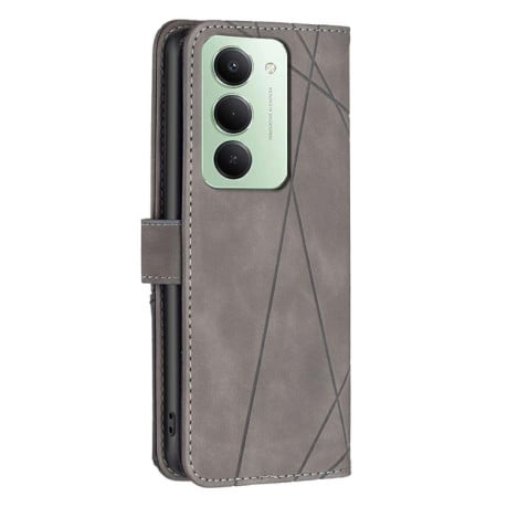 Чехол-книжка с фактурой Rhombus и магнитным хлястиком на Xiaomi Redmi 15 5G Global / 15 4G SEA 169.5mm - серый
