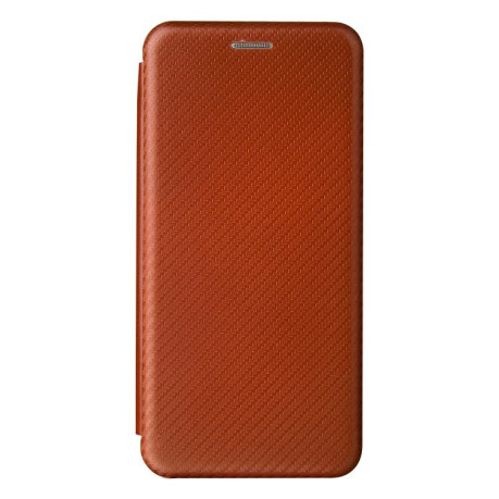 Чехол-книжка Carbon Fiber Texture на Samsung Galaxy S21 FE - коричневый