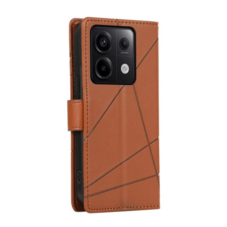 Чехол-книжка протиударний PU Genuine Leather Texture Embossed Line для Xiaomi Redmi Note 13 Pro 5G/Poco X6 5G - коричневый