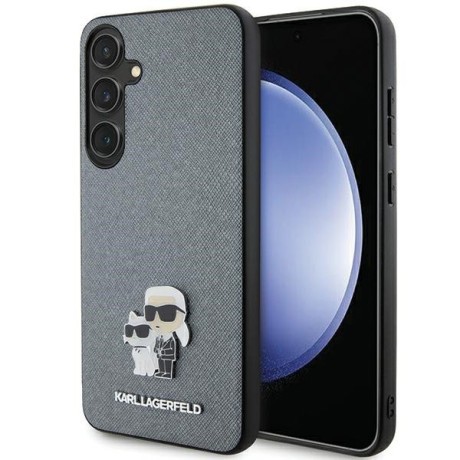 Оригінальний чохол Karl Lagerfeld Saffiano Karl &amp; Choupette Metal Pin для Samsung Galaxy S24+Plus - Gray/gray(KLHCS24MPSAKCMPG)
