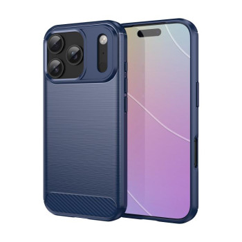 Противоударный чехол Brushed Texture Carbon Fiber на iPhone 18 Pro — синий