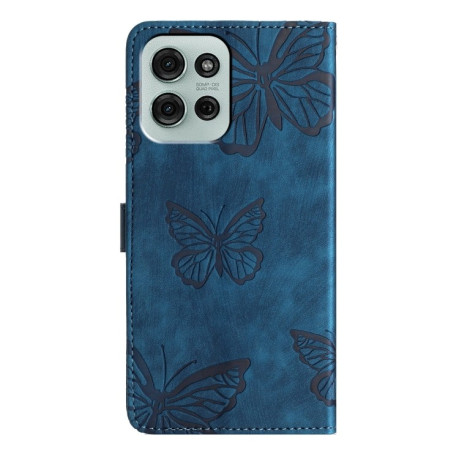 Чохол-книжка Embossed Butterfly для Motorola Moto G75 - синій