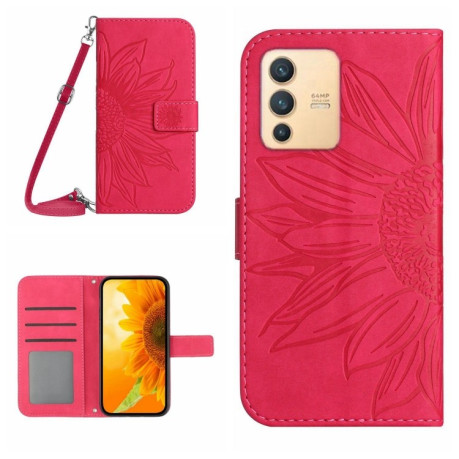 Чехол-книжка Skin Feel Sun Flower для Vivo V23 5G - пурпурно-красный