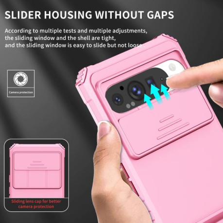 Протиударний чохол Stereoscopic Holder Sliding для Google Pixel 9 Pro XL - рожевий