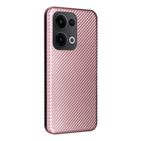 Чохол-книжка Carbon Fiber Texture на OPPO Reno13 5G Global - рожевий