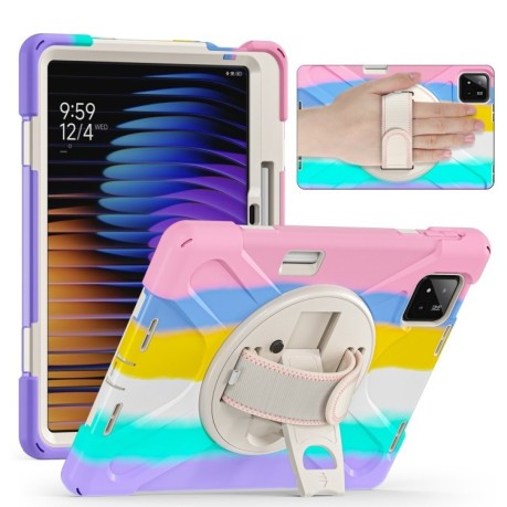 Чехол Rotatable Holder Silicone Hybrid PC для Xiaomi Pad 7 / 7 Pro - Pink