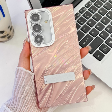 Противоударный чехол Plating Glitter Texture TPU with Lens Film для Samsung Galaxy A36 5G - Pink Water Ripples