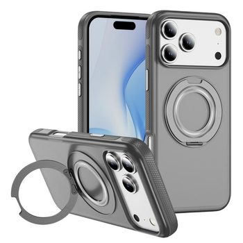 Напівпрозорий чохол Skin Feel Translucent PC Gear Holder C MagSafe з тримачем та MagSafe на iPhone 18 Pro Max / 17 Pro Max — світло-сірий/сірий