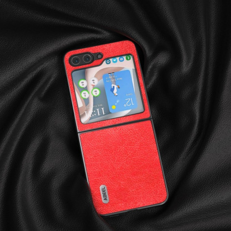 Противоударный чехол ABEEL Retro Litchi Texture для Samsung Galaxy Flip 5 - красный