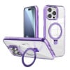 Противоударный чехол Kalebol MagSafe Holder Simple Clear для iPhone 17 Pro - фиолетовый