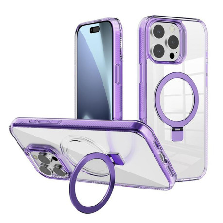 Противоударный чехол Kalebol MagSafe Holder Simple Clear для iPhone 17 Pro Max - фиолетовый