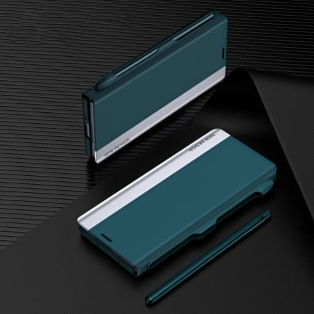Чохол-книжка з металізованою рамкою Side Electroplated з тримачем на стілус Pen Slot на Samsung Galaxy Fold 7 5G - чорний