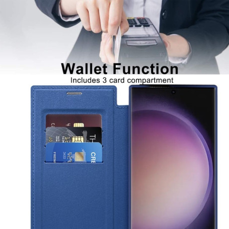 Чехол-книжка Shield MagSafe RFID Anti-theft Leather для Samsung Galaxy S25 Ultra 5G - синий