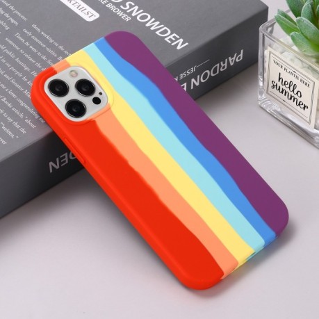 Силиконовый чехол Rainbow Liquid Silicone для  iPhone 15 Pro-красный