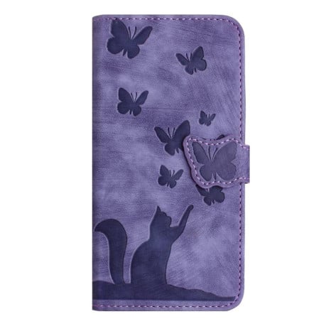 Чохол-книжка з тисненням Butterfly Cat м'яка фактура з магнітним хлястиком на Samsung Galaxy A07 4G / A06 4G - фіолетовий