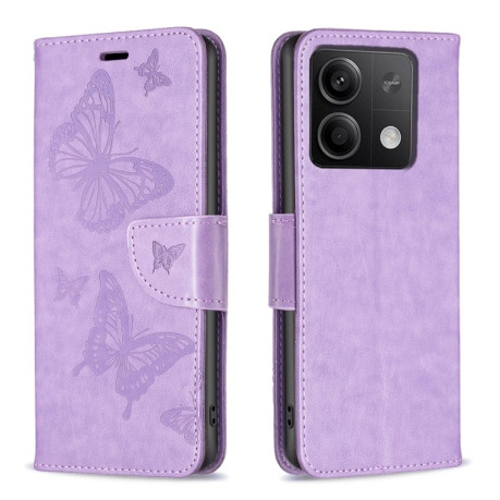 Чохол-книжка Butterflies Pattern на Xiaomi Redmi Note 13 4G  - фіолетовий