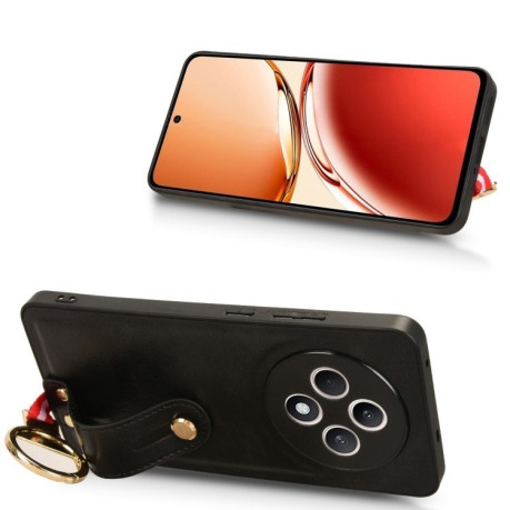 Противоударный чехол Wristband Leather Back для OPPO Reno12 F/12 FS 5G - черный
