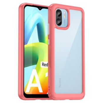 Противоударный чехол  Colorful Acrylic Series с цветной силиконовой боковиной на Xiaomi Redmi A1/A2 - красный