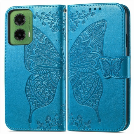 Чехол-книжка Butterfly Love Flower Embossed для Motorola Moto G35 - синий