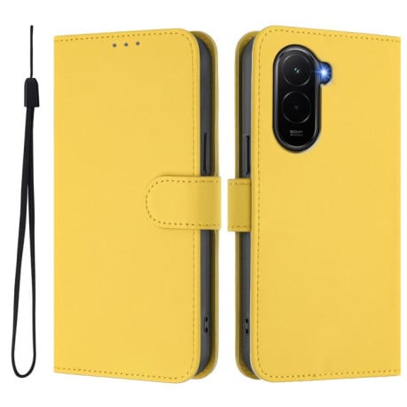 Чехол-книжка с мягким покрытием (Skin Feel) со шнурком на Xiaomi Poco M7 4G 169mm - желтый