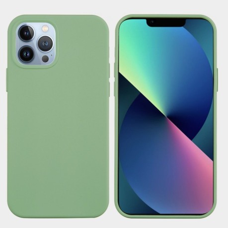 Чехол Solid Color Liquid Silicone на  iPhone 14 Pro - темно-зеленый