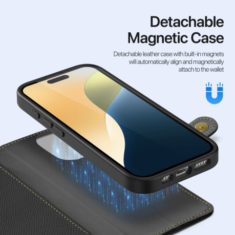 Чехол-книжка DUX DUCIS Lawa Series 2 in 1 Wallet Zipper Detachable MagSafe на iPhone 16 Pro Max - черный