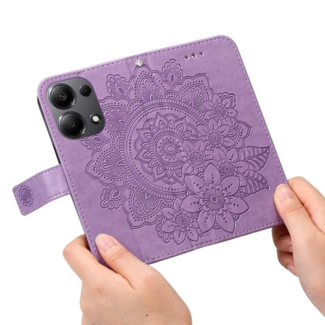 Чехол-книжка 7-petal Flowers Embossing для Xiaomi Redmi Note13 Pro 4G Global/Poco M6 Pro 4G - фиолетовый