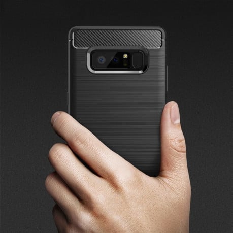 Противоударный чехол на Samsung Galaxy Note 8 Carbon Fiber TPU Brushed Texture  нави