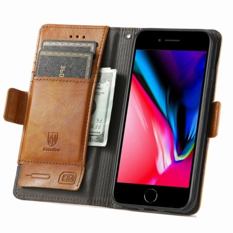 Чехол-книжка CaseNeo Splicing Dual Magnetic Buckle Leather для iPhone 16e - хаки