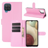 Чехол-книжка Litchi Texture на Samsung Galaxy A12/M12 - розовый