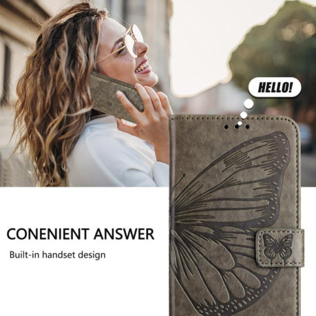 Чехол-книжка Embossed Butterfly для OPPO A5 Pro 5G Global - серый