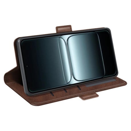 Чехол-книжка Dual-side Magnetic Buckle для OnePlus 13T - коричневый