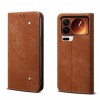 Чехол-книжка с джинсовой тканью casual на Xiaomi 17 Pro Max — коричневый