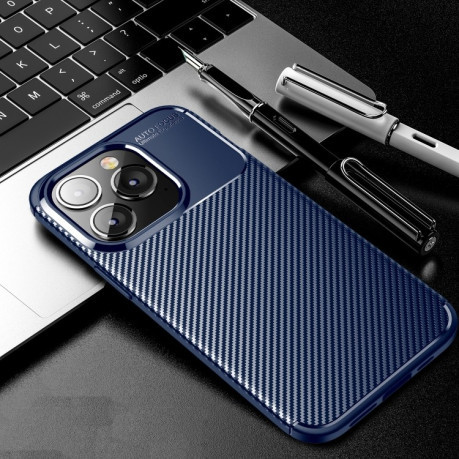 Ударозащитный чехол HMC Carbon Fiber Texture на iPhone 14 Plus - синий